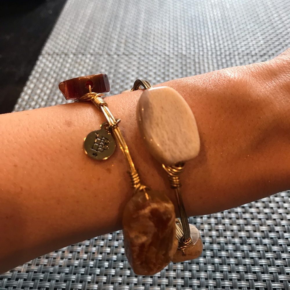 Large Stone Stacking Wire Bracelets - image 1